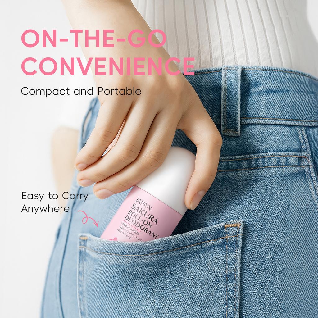 Cherry Blossom Roll On Deodorant 60ml Travel Size Antiperspirant 24h Odor Control Sweat Protection Long Lasting Fresh Scent Port