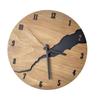Non-Ticking Mechanism Wooden Wall Clock Cracked Wood Texture Rustic Wall Clock  For Office
