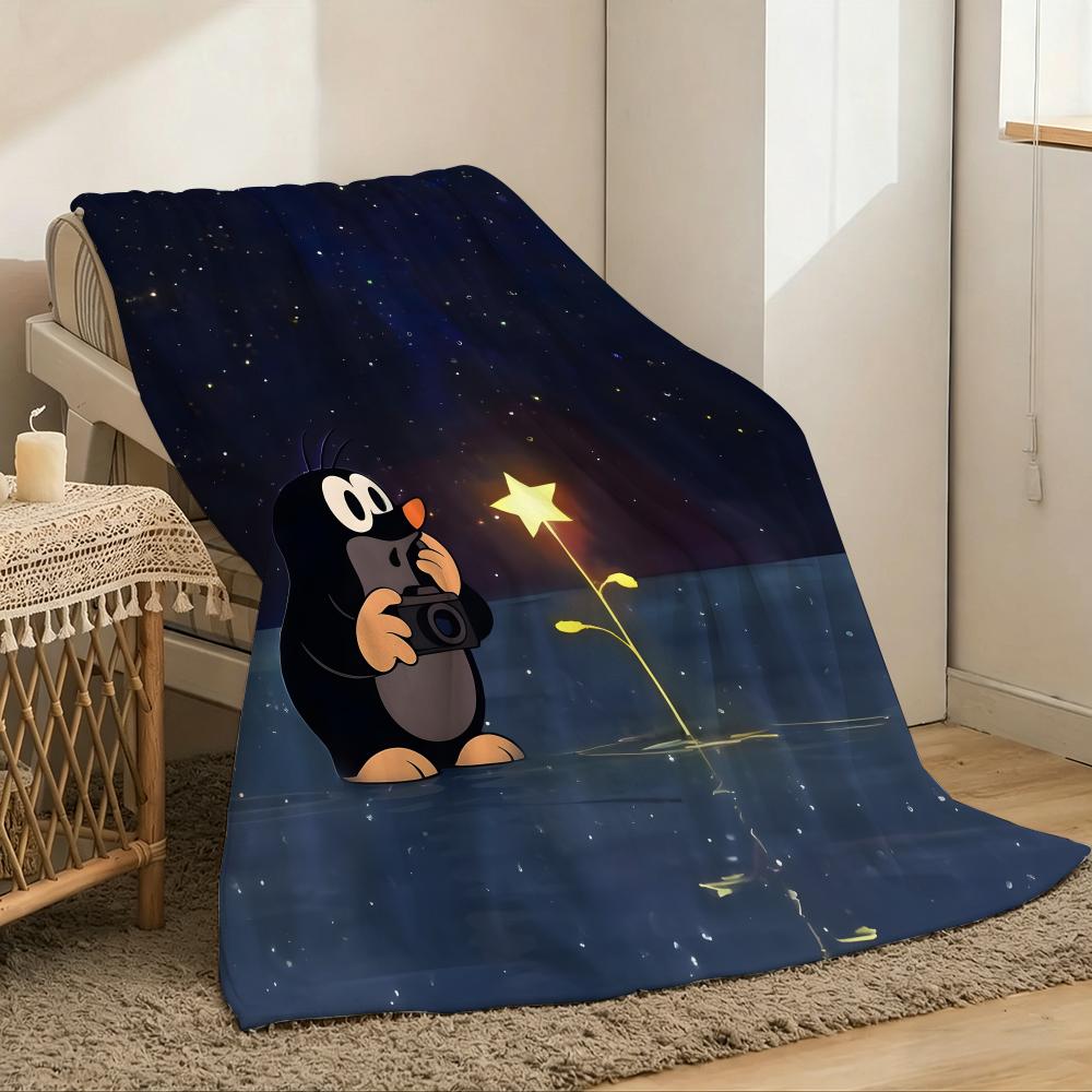 Der kleine Maulwurf Überwurf Leichtgewicht 240g Flanelldecke Weich Hautfreundlich für Sommerkühlung 75x100cm (30x40inch) black
