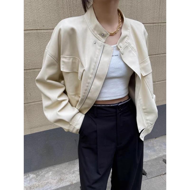 2024 Chic Autumn Women's Versatile High-End Loose Leather Jacket