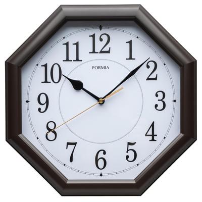 Formia Wall Clock, Easy To Read, Simple, Continuous Second Hand, Octagonal, Analog, Hodogaya Electronic Sales, Brown HWC-019W-BR