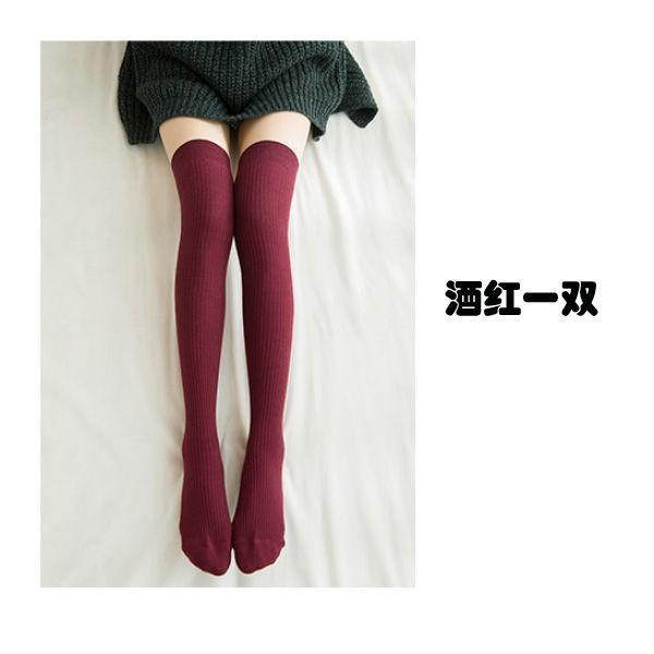 Knee Socks Spring And Autumn Women'S Socks High Socks Children Japanese College Wind Vertical Stripes Khmer Thin Legs Warm