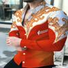 Men's Luxury Long-Sleeve Shirt, Black and White 3D Printed Button Casual Shirt, Fashionable Slim Fit Party Top