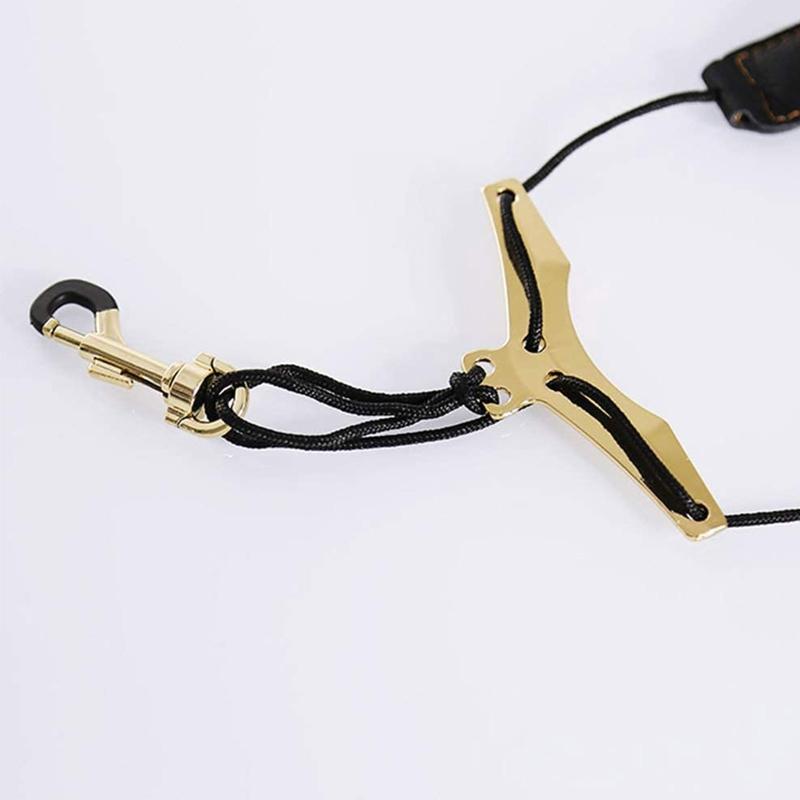 Saxophone PU Leather Neck Strap with Thick Soft Padded Adjustable Buckle Black Hook for Baritone Alto Tenor Soprano Sax