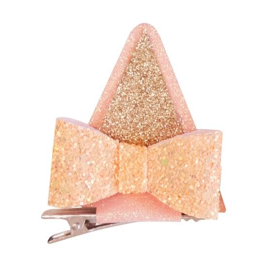 Girl Hairpin Spring Clip Bottom 3D Cat Dog Ear Shape Hair Clip Kids Boys Girls Bow Embellishment Animal Role Play Hair Accessory