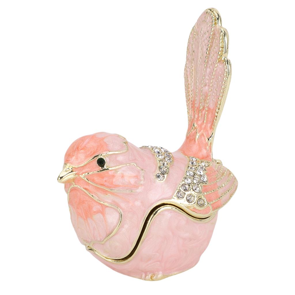 Bird Trinket Box Hinged with S Metal Enamel Jewelry Box Necklace Ear S Storage Birds Figurines Home Decor