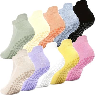 Anti-Slip Yoga Socks | Non-Slip Dots Design, All-Season Polyester, Machine Washable | Multi-Color Pack for Women & Men, Versatile Indoor Wear