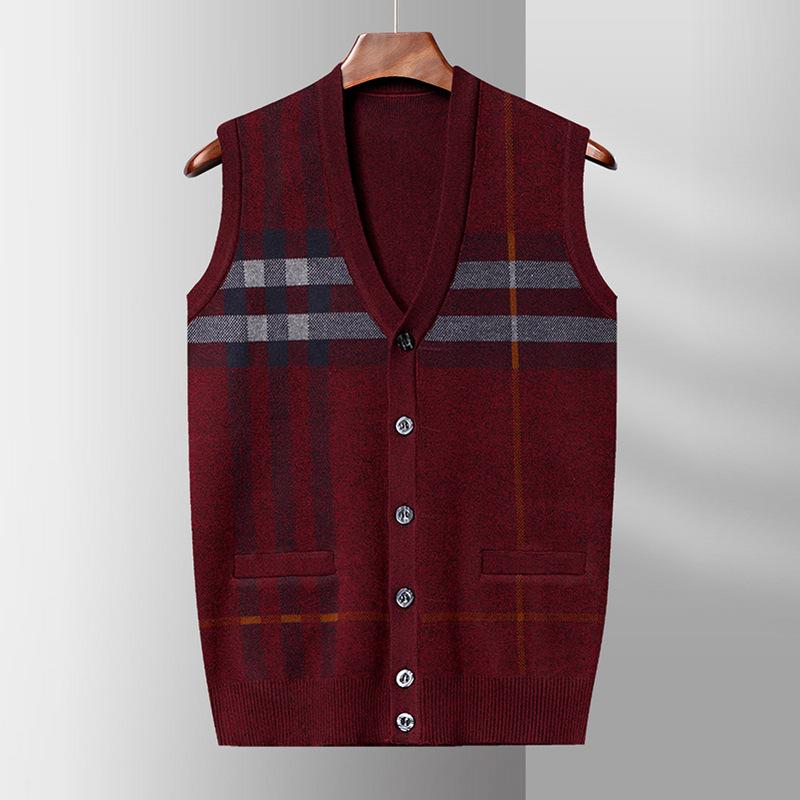 

Men s Sweater Cardigan Vest Sleeveless Knit Vest Autumn and Winter New Casual Fashion Jacquard V-neck Bottoming Shirt 4XL