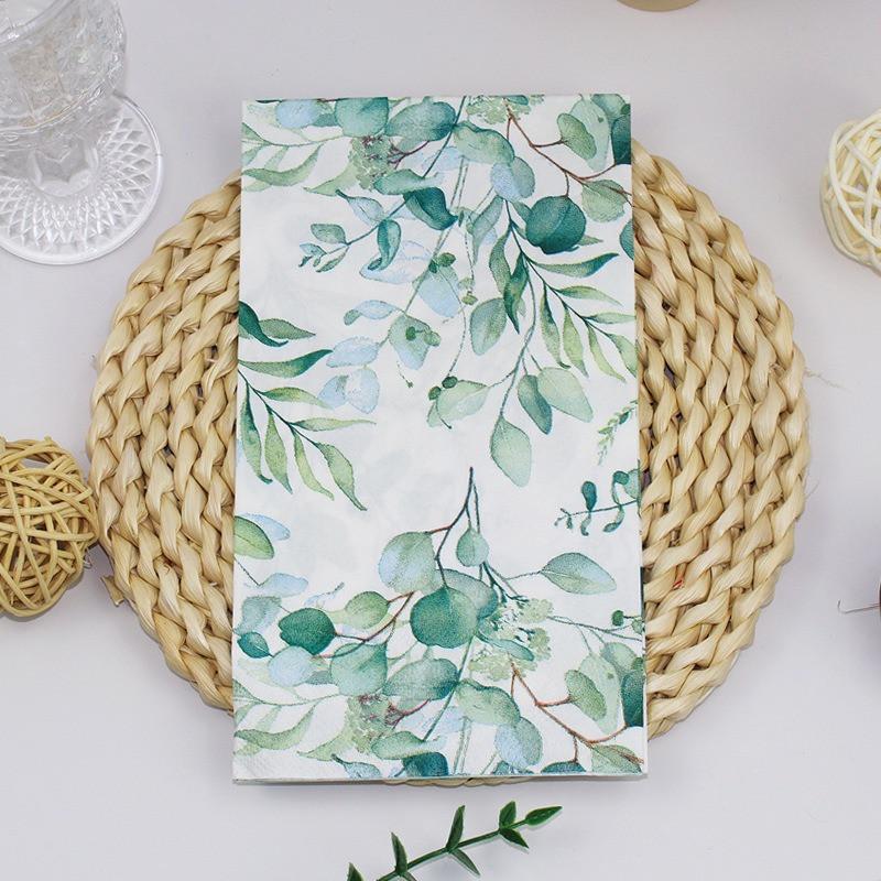20Pcs/pack 33x40cm Green Leaf Printed Napkins Home Dining Rooms Hotels Restaurants Party Decorations Disposable Tissues