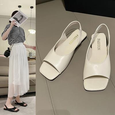 Moda Nowe damskie czółenka płaskie obcasy seksowne sandały z odkrytymi palcami w kwadratowym kształcie gladiator sukienka na imprezę damskie buty sandały z odkrytymi palcami Femme Eté 2024