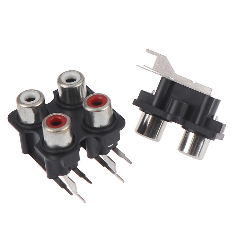 5Pcs 2/4 hole RCA Female Stereo audio Jack AV Audio input socket Connector Lotus row Amplifier Interface Signal connection