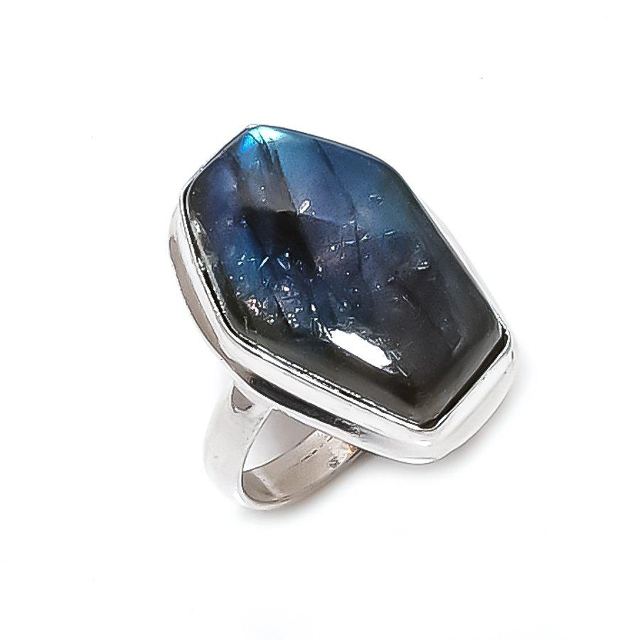 

Labradorite Gemstone Handmade 925 Sterling Silver Jewelry Ring Size 9 B6E28