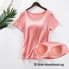 Women's Modal Short-Sleeve T-Shirt with Built-In Bra Cups, Solid Color, Ideal for Yoga, Home, or As a Base Layer Sports Top. No Separate Bra Needed.