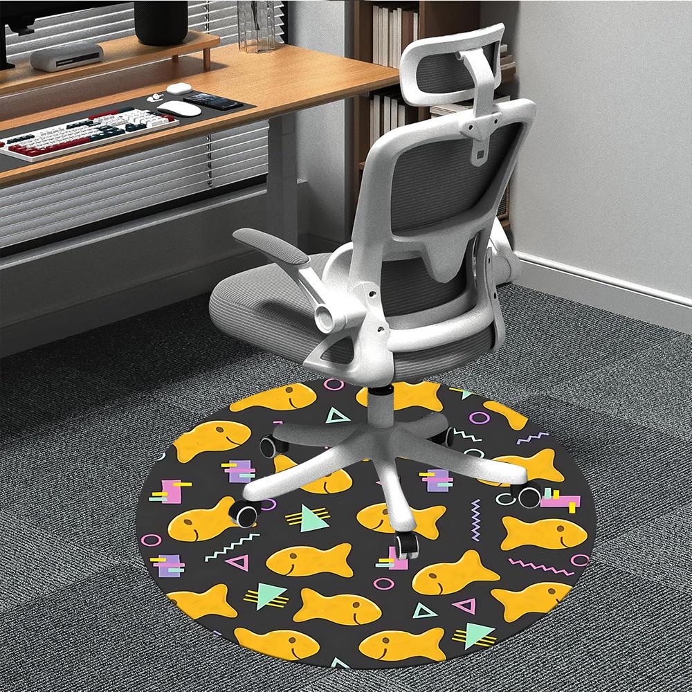 1PC Goldfish Biscuit Shapes Office Round Area Rug, Mat Suitable For Office, Under Office Chairs Bedroom Living Room Home Decor, Room Deco