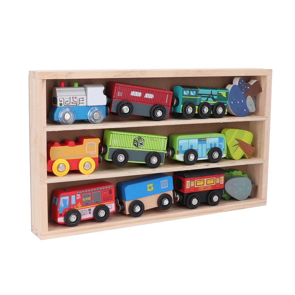 Holzzugset Kinderfreundlich Sicher Bunt Leichtes Holzspielzeug Zugset mit Aufbewahrungsbox für