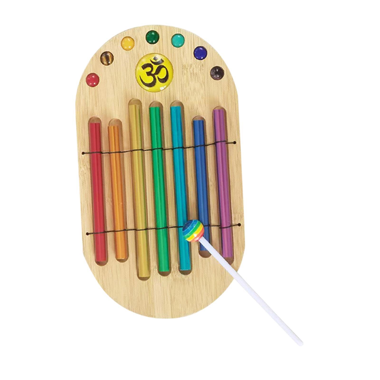 

7-тональный ручной колокольчик Портативный Креативный Многоцелевой Медитативный колокольчик Музыкальный инструмент с молоточком для медитации в классе, йоги