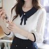 Women's Spring and Fall Models of Medium-sleeved Slim Lace Shirt