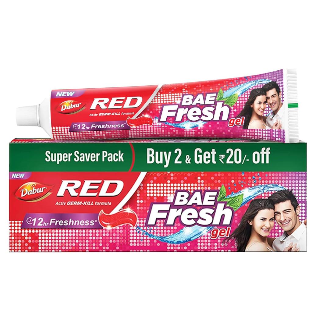 Dabur Red Bae Fresh Gel Toothpaste 300g Pack Of 2 | 12Hr Fresh Breath, Germ Protection, Plaque Control, Cavity Care & Gum Health