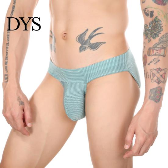 Soft Fabric Men Underwear Briefs Low-rise Wide Elastic Waistband Slim Fit Breathable Low-waist Striped Print Seamless U-Convex Panties Daily Wear