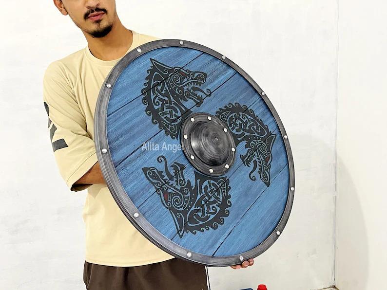 Fenrir Wolf Viking Shield: Norse Mythology Cosplay Decor