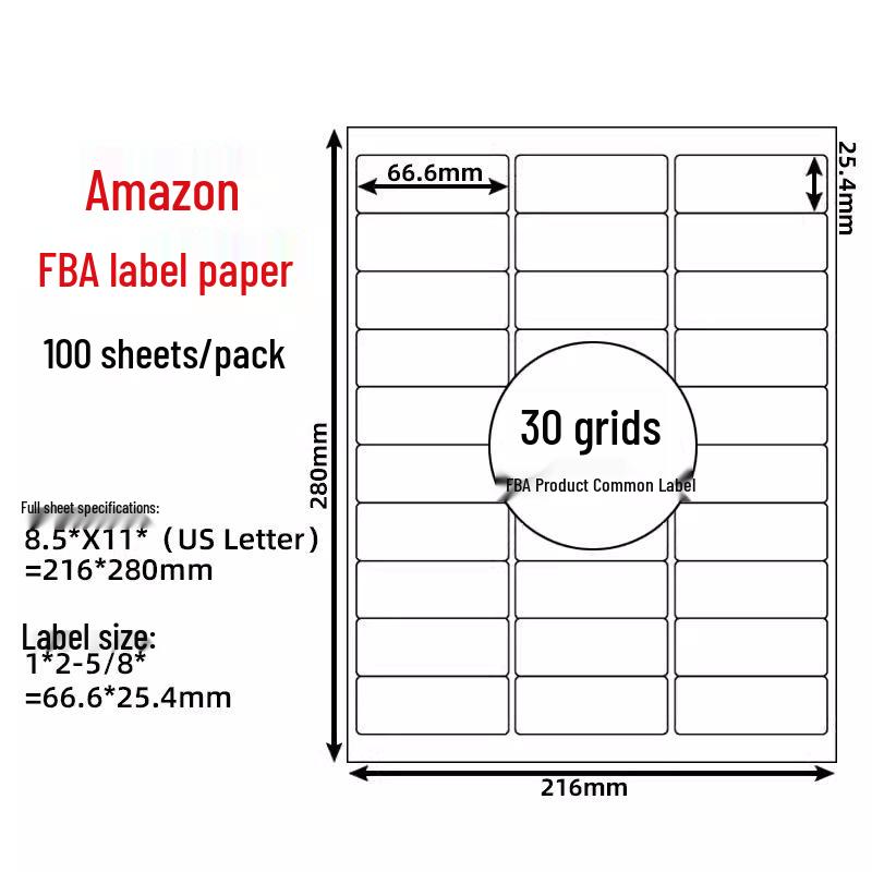 A4 Sticker Printing Paper with Pre-Cut Adhesive Labels, 100 Sheets/Pack
