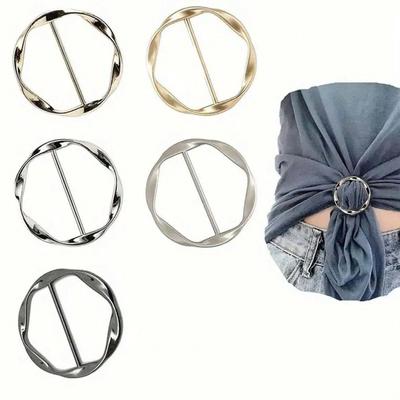 5 ks Kovové kruhové kroužky Ozdobná spona na roh látky, Zeštíhlující pásek na tričko, Límec, Kravaty, Vhodné na oblečení, Pásky, Šátky
