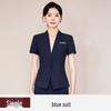 Women's Blue Short-Sleeve Professional Suit Set for Hotel Manager or Receptionist - Spring/Summer Formal Workwear