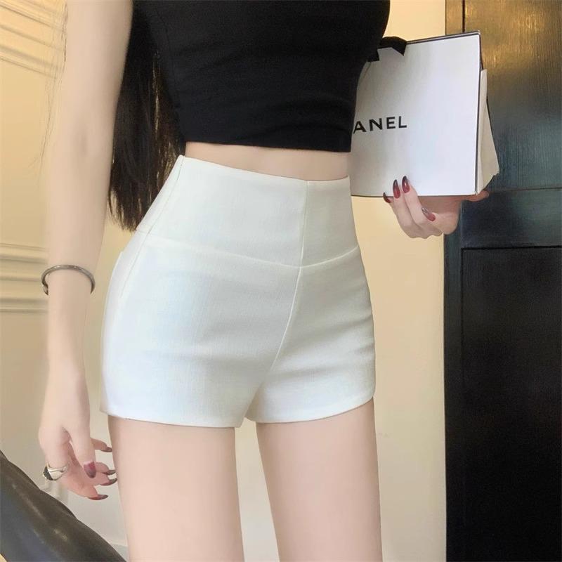 Women's High-Waist Black Elastic Hot Pants - 2024 Korean Style Spring/Autumn Collection