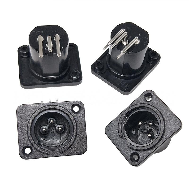 2/10Pcs Male Plug Straight Terminal Panel Mounted Connector 3 Pin Female Jack Panel Mount Black Xlr Connector