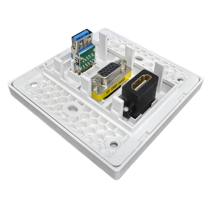 No Solder Direct Connecting VGA HDTV USB Wall Mount Panel 86mm Wall Outlet Video Socket for HDTV Video Audios Transmission