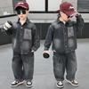 Boys Denim Two-Piece Set Fall 2026 Casual Kids Outfit Long Sleeve Top Pants Ages 3-8