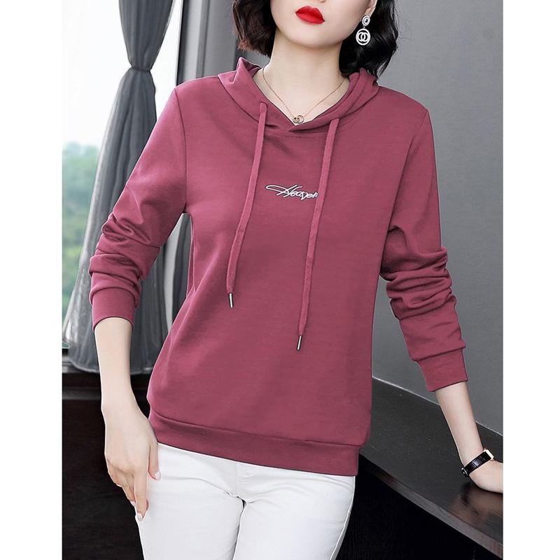 Damkläder Koreansk Mode Bokstavsbroderi Streetwear Y2K Huvtröjor Höst Vardaglig Långärmad Lös Huvtröja