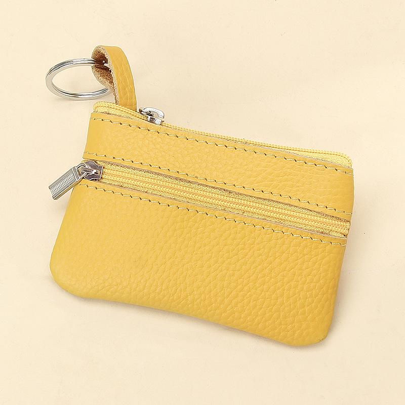 

Жіночий ультратонкий гаманець для монет з коров ячої шкіри вищого ґатунку - Натуральна шкіра, Однотонний, Міні на блискавці