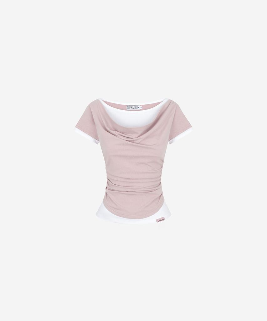 NEWALRIN Tori Draping Layered Short Sleeve Top(6Colors)