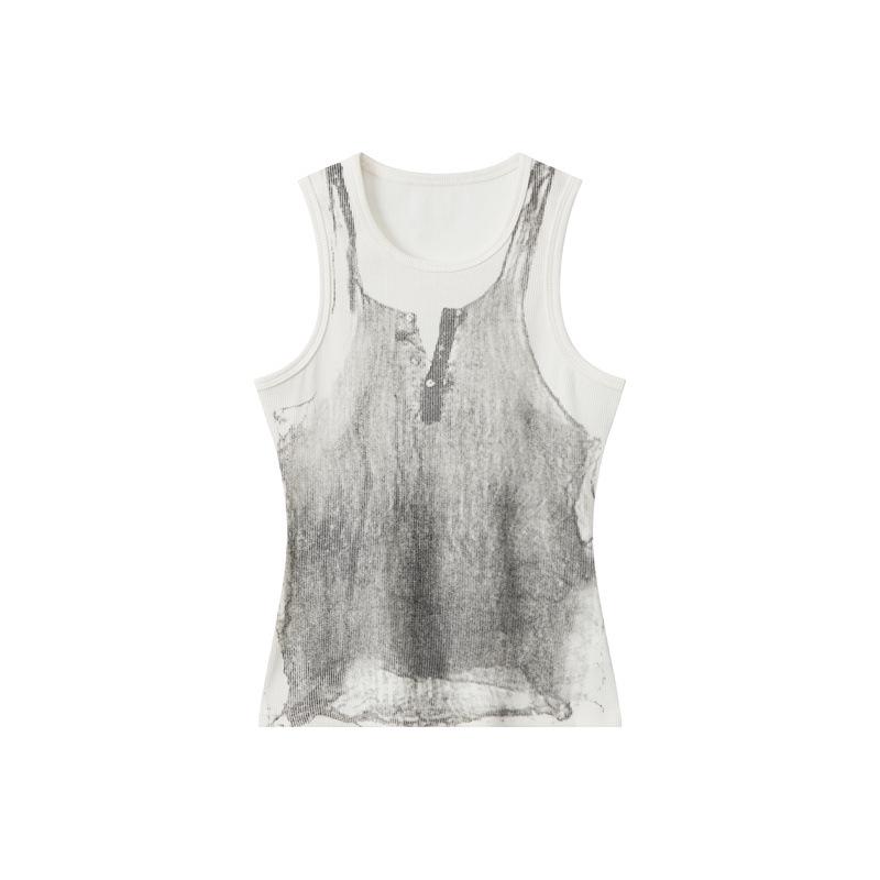 

HeyHenry 2025 Летний Принт Веселья Облегающий Жилет - Европейский и Американский Стиль Medium белый