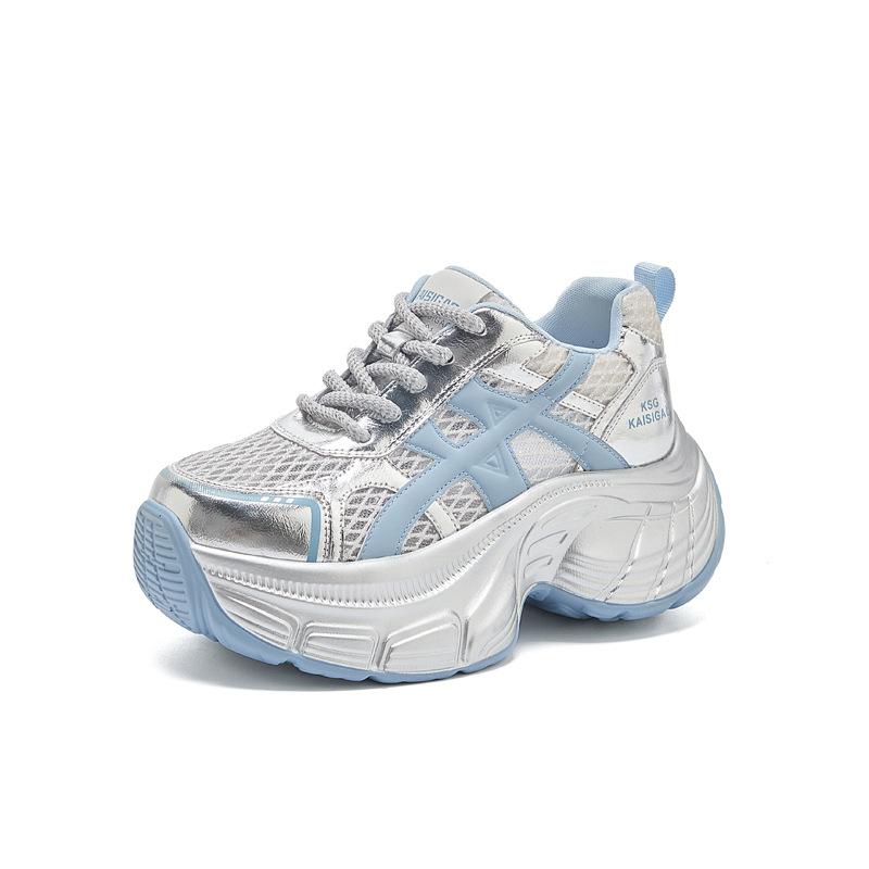 

Dad shoes women s 2025 summer new small inner height increase women s shoes sports and leisure shoes hollow breathable mesh shoes 34 синий
