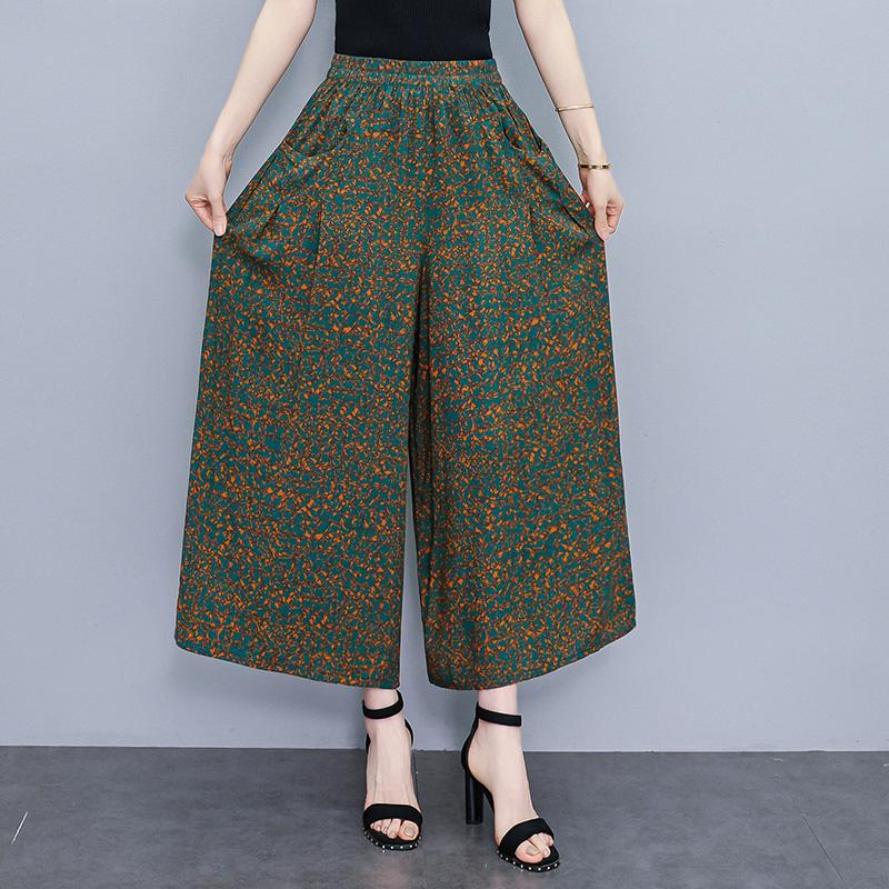 

Summer Wide Leg Pants for Women Vintage Clothes Plus Size Loose Elastic Waist Casual Pants 4XL