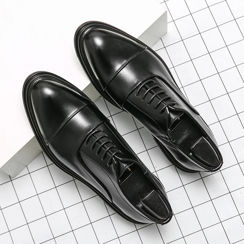

Mens Dress Shoes High Quality Casual Leather Shoe Fashion Wedding Shoes Classic Business Dress Shoes for Men Oxford Leather Shoe 38 чёрный
