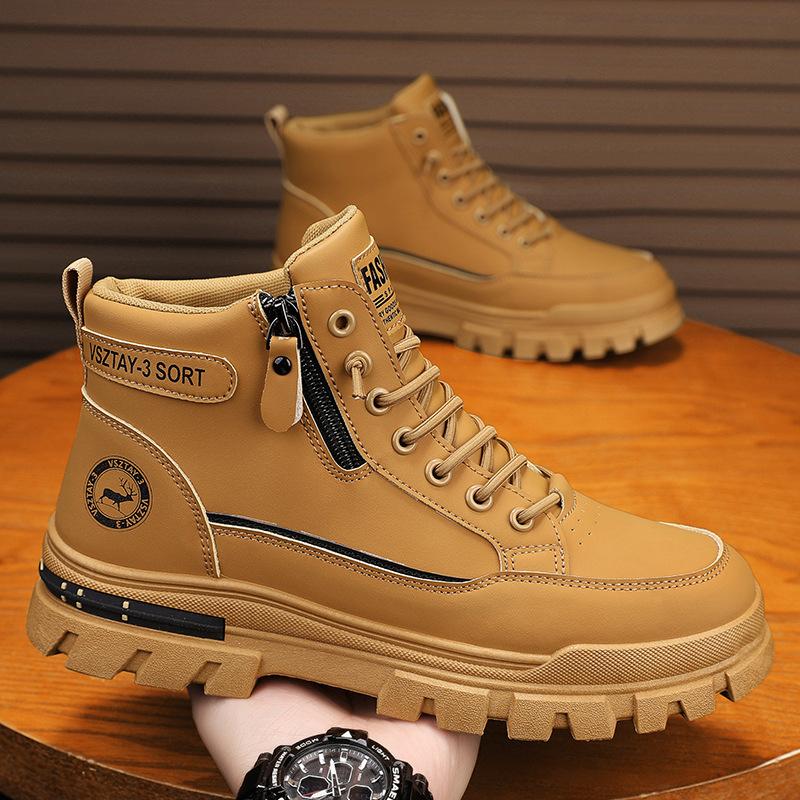 

2 Spring and autumn new men s shoes versatile trend casual shoes wear-resistant soft leather invisible height increase fashion 44