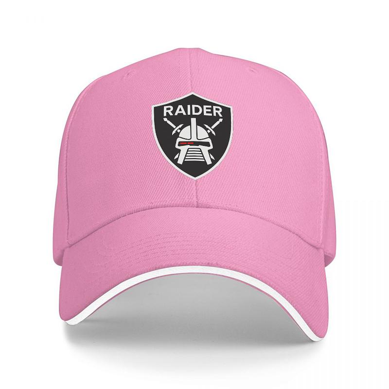 RAIDER Logo Baseball Cap Black Mesh Adjustable Hat with Shield Emblem and Viking Design for Unisex and Women