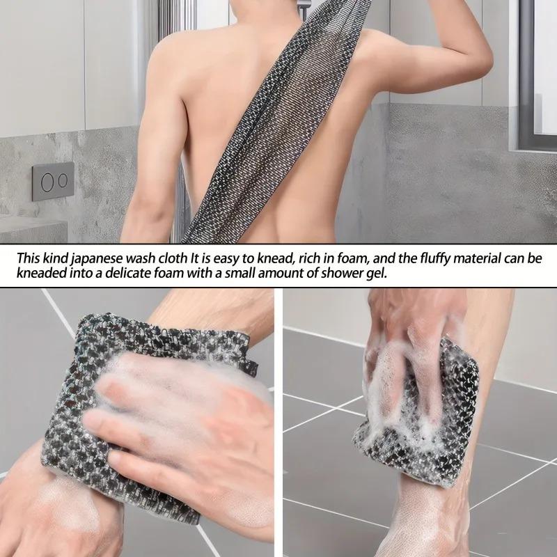 2Pcs Exfoliating Bath Scrub Towel with Ergonomic Handle for Back Arms Legs Gentle Textured Design Spa Bathing Accessorie