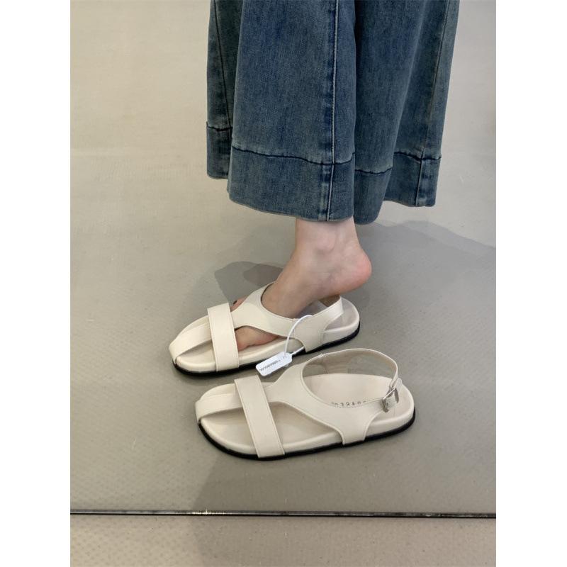 Sandales à plateforme femme polyvalente petite fée 2025 nouveau rétro semelle souple style romain mot avec sandales plates été