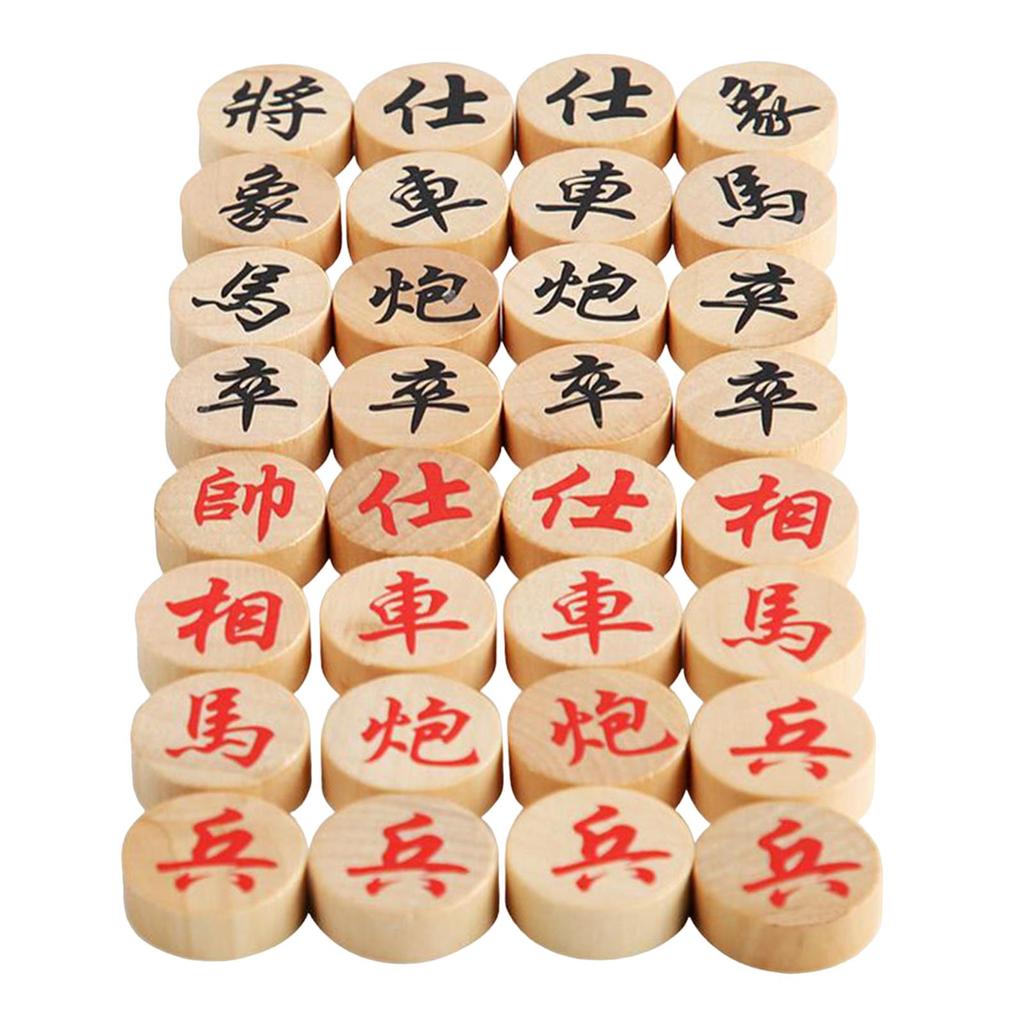 32Pcs Chinese Chess Pieces Supplies Strategy Travel Casual Game