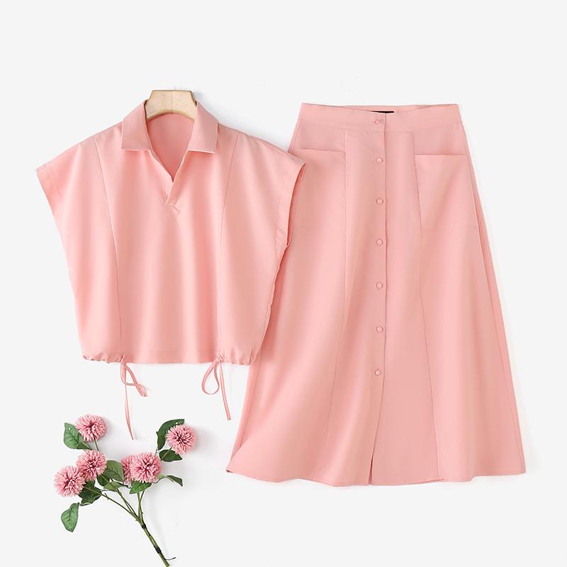 

ZANZEA Женские блузки с коротким рукавом и юбки Летние комплекты из двух частей S