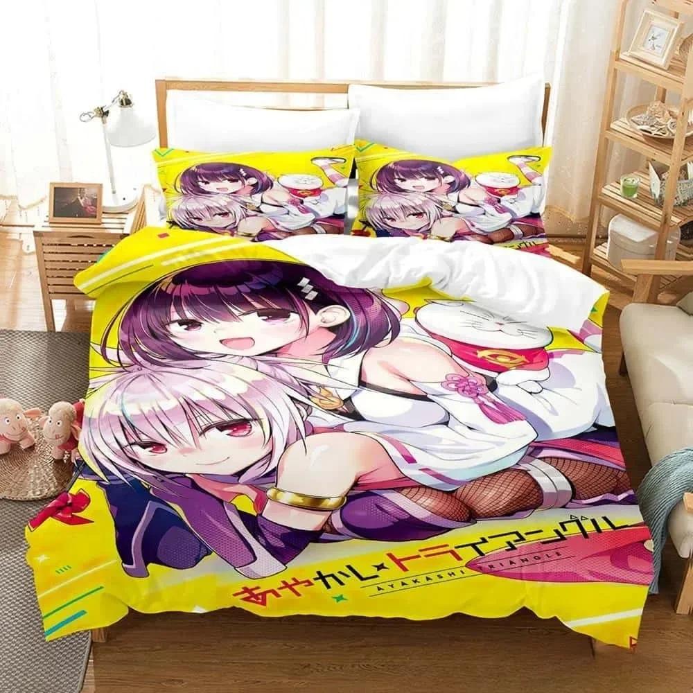 3D Anime Ayakashi Triangle Bedding Set Single Twin Full Printed With Pillowcase Duvet Cover Soft Queen King Size Bedclothes Home