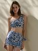 Painbei One Shoulder Crop Top, Ethnic Blue