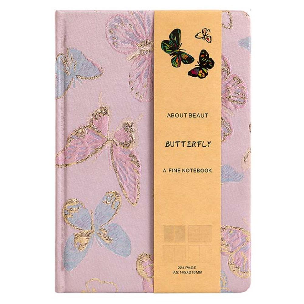 

A5 Butterfly Journal Book Pattern Schedule Notepad Portable Embroidered Flower Notebook Women рожевий