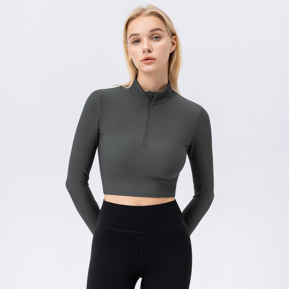 

Новая женская футболка, быстросохнущая куртка с длинными рукавами, спортивная одежда для йоги, фитнеса, бега, облегающий топ с капюшоном на молнии XXL темно-серого