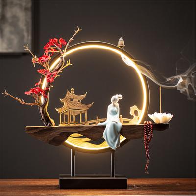 LED Licht Rückfluss Räuchergefäß USB Licht Kreis Simulation Baum Keramik Lotus Buddha Perlen Heim Büro Dekoration Einrichtung