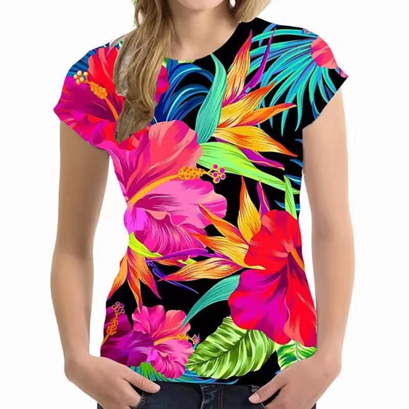 

Cool and Fun Street Trendy T-shirts Fashionable 3D Palm Tree Printed Women s T-shirts 6XL